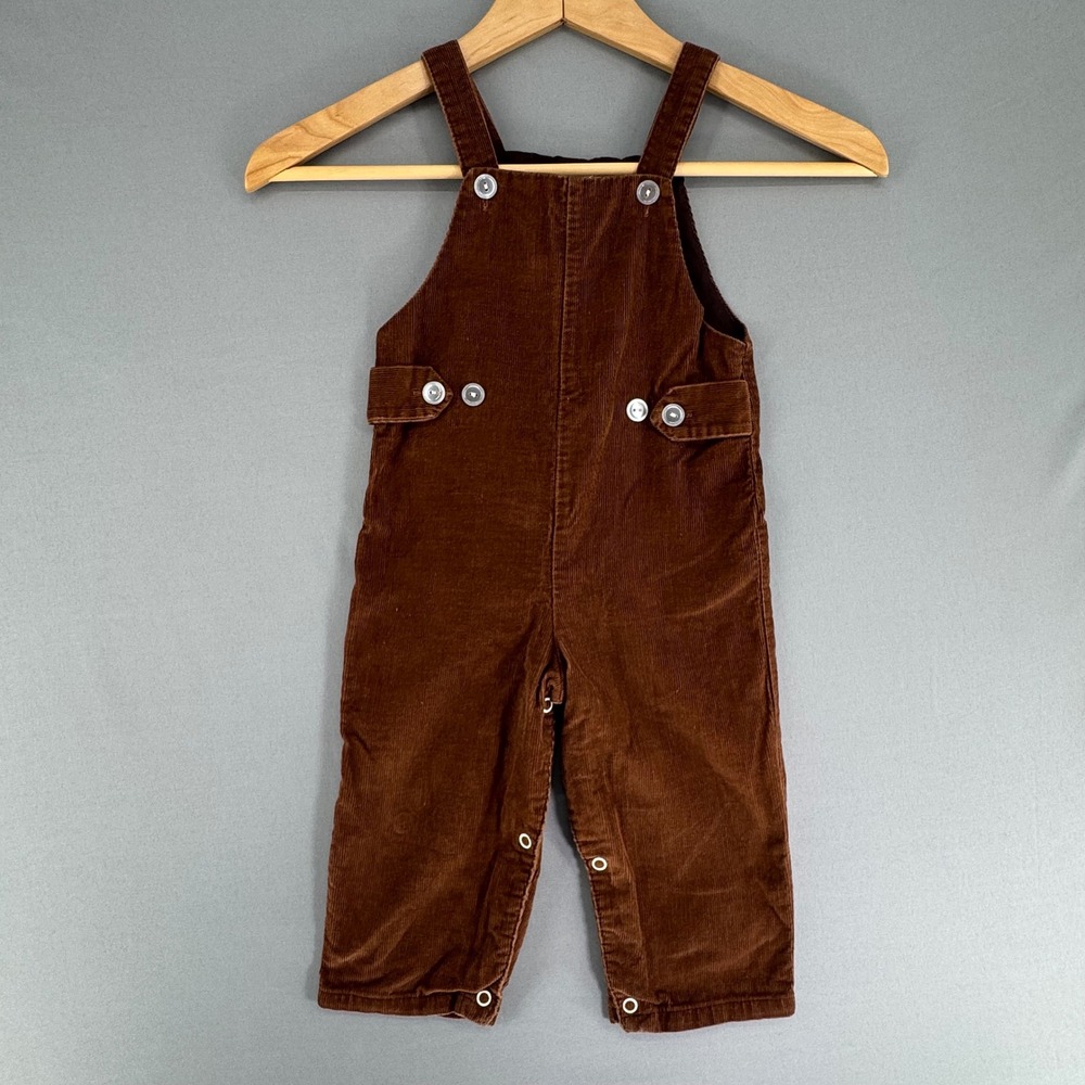 Vintage Baby Togs Inc Brown Corduroy Overalls Kids 24 Months Cotton Bib Snaps
